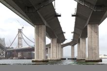 Massive Pillars support the approach sections  bridge