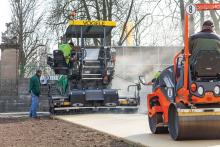 Vögele paver along with Hamm compactors