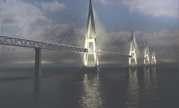 Rendering of a cable-stayed bridge