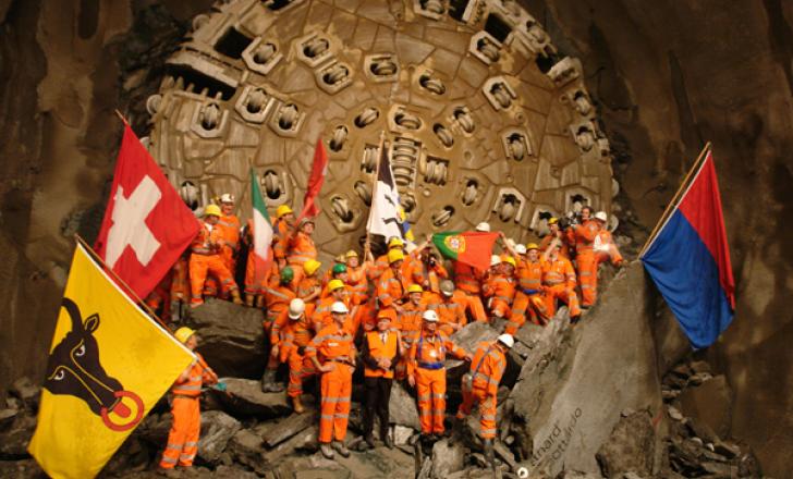 drilling a tunnel under the Alps in Switzerland