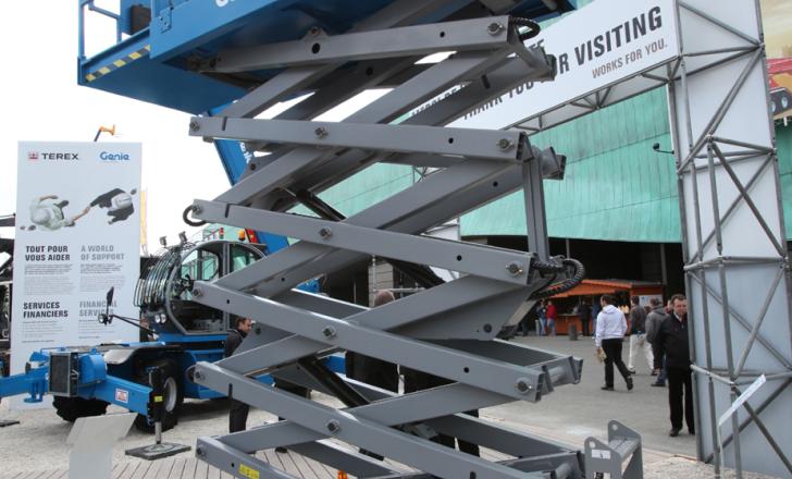 Terex Genie GS 4047 compact electric scissor lift, live at INTERMAT 2012