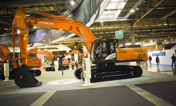 Hitachi ZX350LC-5 excavator, live at INTERMAT 2012